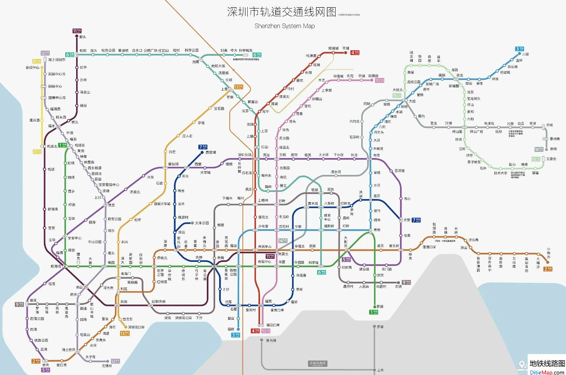 深圳地铁最新路线图